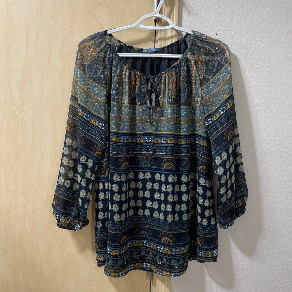 Women Medium Beautiful Boho Blouse with a Hint of Tinsel Spirited Spring
